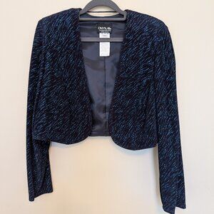 VINTAGE Onyx Nite by Wendye Chaitin 14 cropped bolero navy cobalt metallic blue